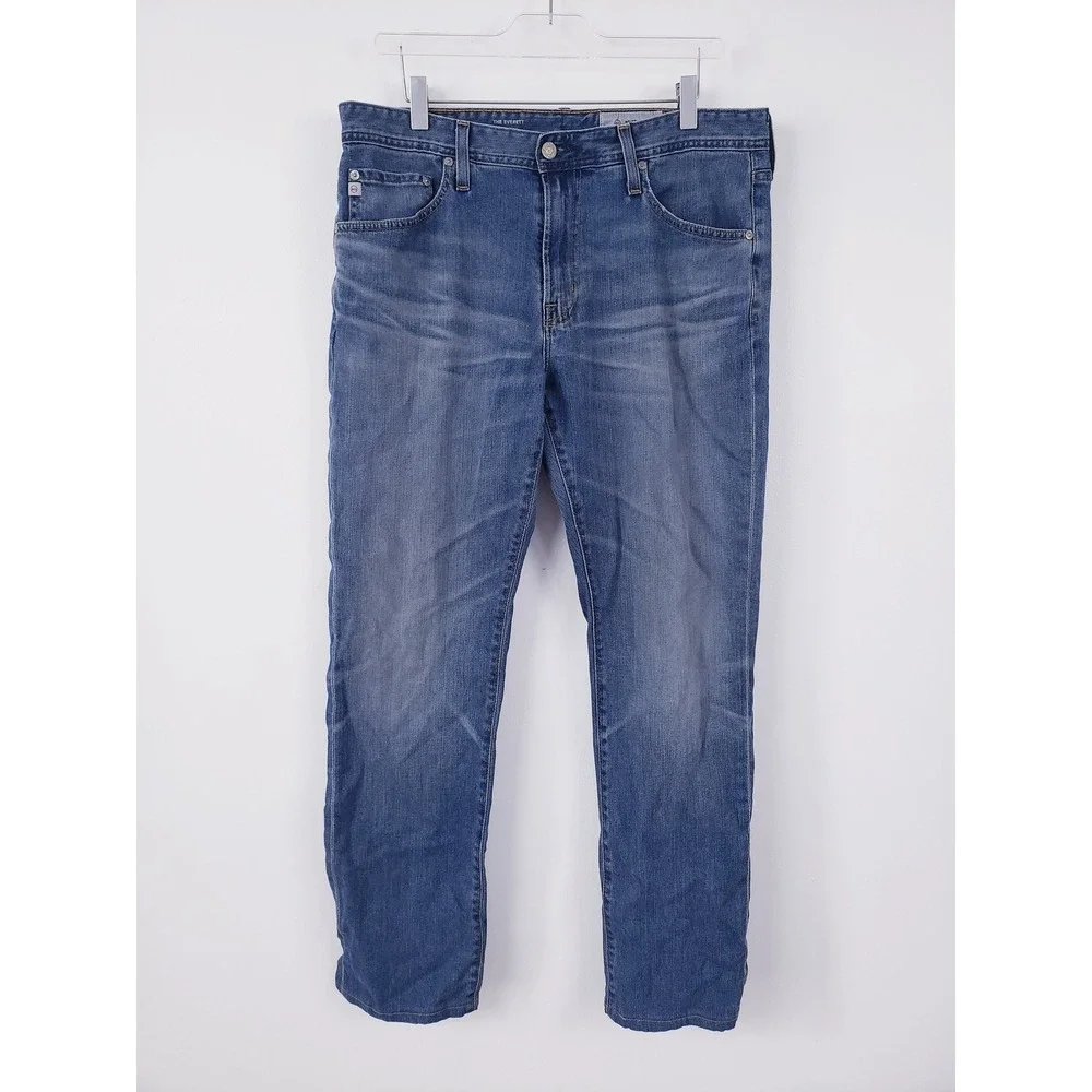 AG Adriano Goldschmied Everett Slim Straight Jeans Blue Denim Stretch Size 34